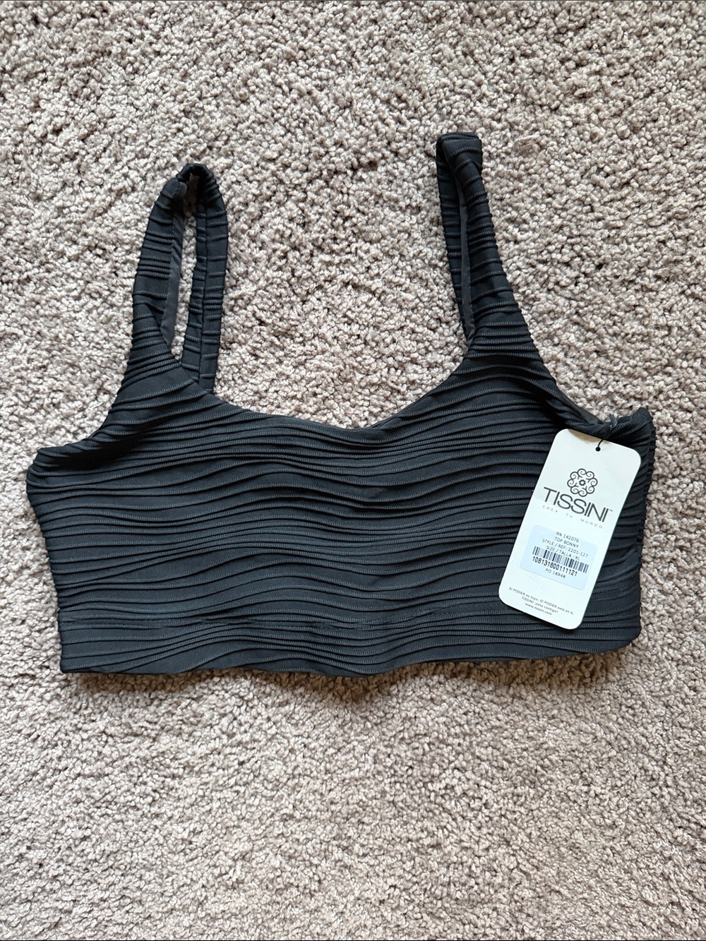 TISSINI Black Textured Sports Bralette